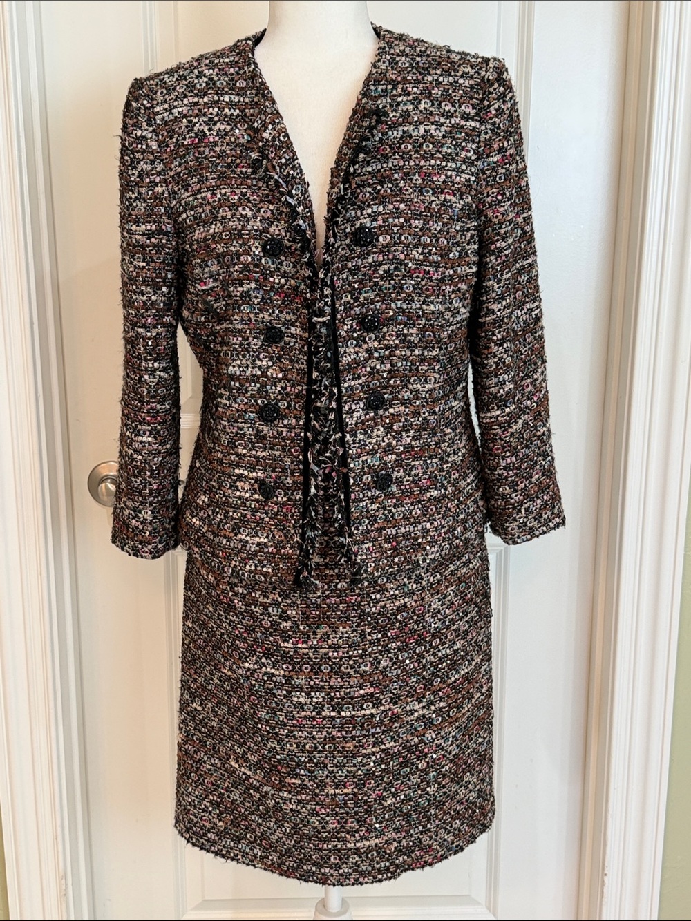 Women's Tweed Suit Elegant Office Black Multi Color C Suite